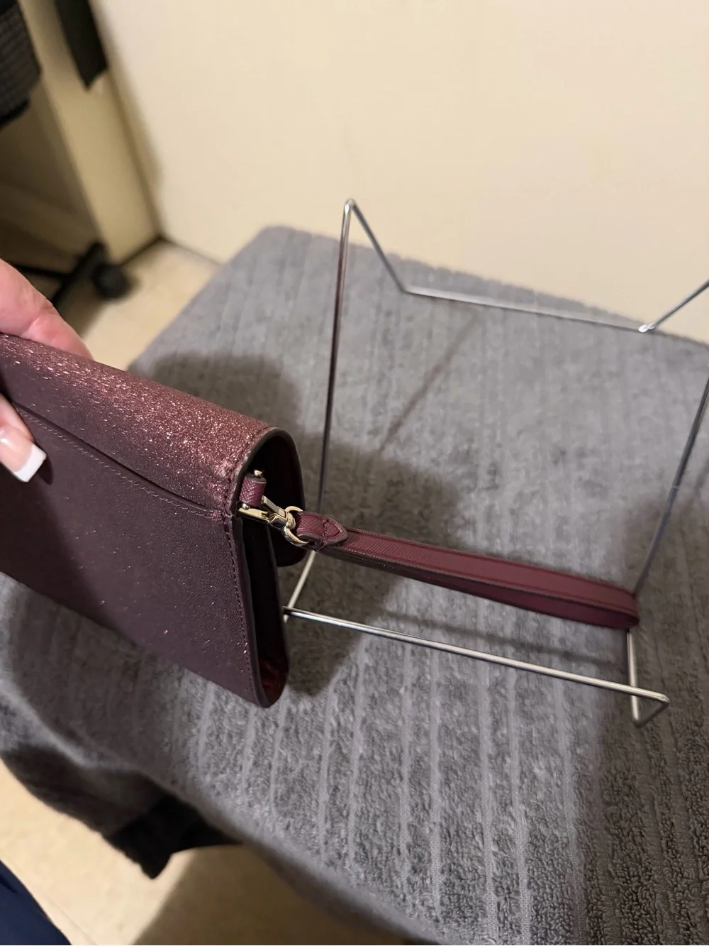 kate spade Glitter Convertible Wristlet in Plum